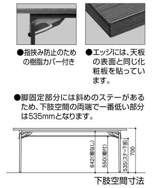 コクヨ 会議用テーブル KT-30シリーズ 脚折りたたみ式 棚付き W1800