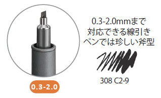 ステッドラー ピグメントライナー 斧型 0.3〜2.0mm 308 C2-9 | ブング