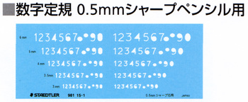 ステッドラー-文字用テンプレート-数字定規-0-5mmシャープペンシル用-981-15-1 | 1 | ブング・ステーション