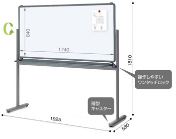 コクヨ-回転ホワイトボード-BB-R700シリーズ-両面-ホワイト-ホワイト-板面1740×840-BB-R736WW | 1 | ブング・ステーション