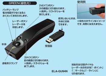コクヨ-レーザーポインター-緑色光-UDシリーズ-ELA-GU94N | 2 | ブング・ステーション