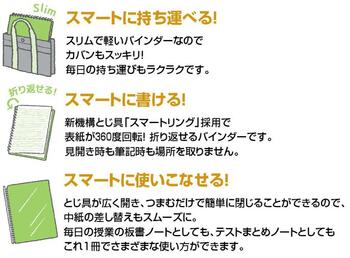 コクヨ-キャンパスバインダー＜スマートリング＞PP表紙-A5縦-20穴-ル-SP130YG-ライムグリーン | 2 | ブング・ステーション