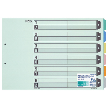 コクヨ-カラー仕切カード-ファイル用・6山見出し--A3横-2穴-シキ-113 | 1 | ブング・ステーション