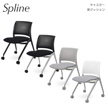 コクヨ-Spline＜スプライン＞-講義室向けチェアー-キャスタータイプ-座クッションタイプ-K11-B210-BKB61-ブラック塗装脚-ブラック×ブラック | 1 | ブング・ステーション