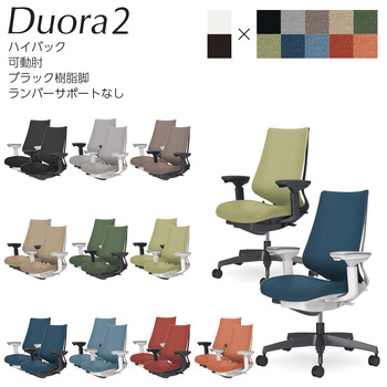 コクヨ-オフィスチェア-Duora2＜デュオラ2＞-クッションタイプ-ハイバック-可動肘-ブラック樹脂脚-ランバーサポートなし-C08-B230C--WE6E61-フレーム色：-W／ホワイトグレー-座の色：E6E6／ブラック | 1 | ブング・ステーション