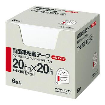 コクヨ-両面紙粘着テープ-お徳用Eパック-20mm×20m-6巻入り-T-E220 | 1 | ブング・ステーション