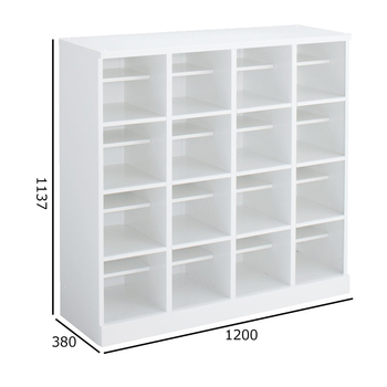 コクヨ-シューズボックス＜SBXシリーズ＞-ホワイト-4列4段-中棚付き--扉なし-SBX-44TSAW | 1 | ブング・ステーション