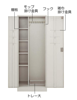 コクヨ-クリーンロッカー-ナチュラルグレータイプ-W700H1790-付属-棚板・トレー・雑巾掛け・フック・モップ掛け--CLK-45F1 | 2 | ブング・ステーション