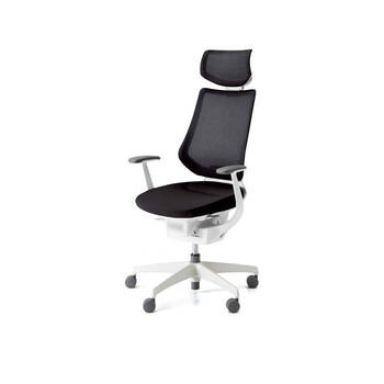 コクヨ-オフィスチェア-ing（イング）メッシュタイプ-ヘッドレスト付きタイプ-ホワイト樹脂脚-T型肘-ホワイトシェル-G4B6-ブラック-CR-GW3405E1G4B6 | 1 | ブング・ステーション