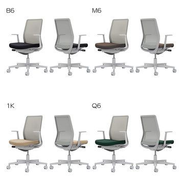 コクヨ-オフィスチェア-Monet＜モネット＞-背メッシュ-座色選択-背色グレー-L型肘-ランバーサポートなし-グレー脚-Q6-ディープグリーン-C03-G110--GQ6E2X1 | 4 | ブング・ステーション