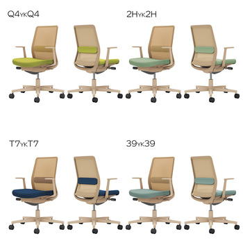 コクヨ-オフィスチェア-Monet＜モネット＞-背メッシュ-座色選択-背色ベージュ-L型肘-ランバーサポート付き-ベージュ脚-T7YKT7-ネイビー-C03-Z112--ZT7YKT71 | 5 | ブング・ステーション