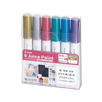 パイロット-水性マーカー-ジュースペイント-メタリックカラー-6色セット-極細丸芯0-7mm-SJP-120EF-6CM | 1 | ブング・ステーション