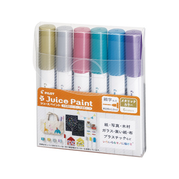 パイロット-水性マーカー-ジュースペイント-メタリックカラー-6色セット-細字丸芯1-0mm-SJP-120FN-6CM | 1 | ブング・ステーション