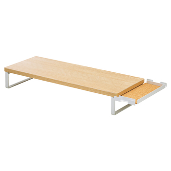 LIHITLAB--机上台-幅500mm-サイドトレー付-MDF-スリム-A-8022-35--35／ナチュラル | 1 | ブング・ステーション