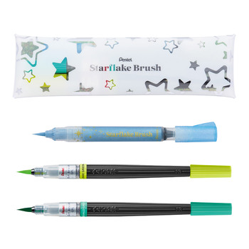 ぺんてる-筆ペン-スターフレークブラッシュ-アートブラッシュ-グリッター顔料-水性染料-オリジナルペンケース付きセット-限定-GFH-SAST1-限定セット3 | 1 | ブング・ステーション