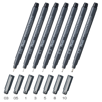 ぺんてる-水性顔料マーカー-ポイントライナー7本セット-0-03mm-1-0mm-S20P-7STA | 4 | ブング・ステーション