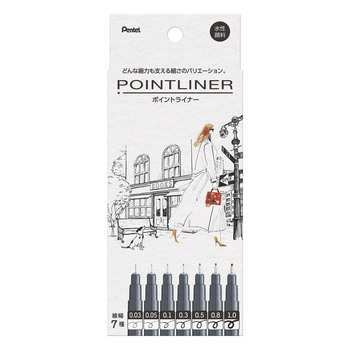 ぺんてる-水性顔料マーカー-ポイントライナー7本セット-0-03mm-1-0mm-S20P-7STA | 1 | ブング・ステーション
