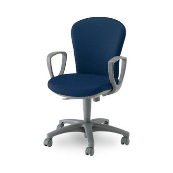 コクヨ-オフィスチェアー-レグノ2-スタンダードタイプ-ローバック-サークル肘-布張地-CR-G211F4-HSN65／ディープマリン | 1 | ブング・ステーション