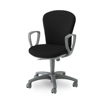 コクヨ-オフィスチェアー-レグノ2-スタンダードタイプ-ローバック-サークル肘-布張地-CR-G211F4-HSNB6／ブラック | 1 | ブング・ステーション