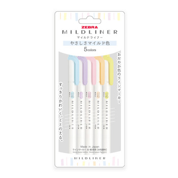 ゼブラ-ラインマーカー-マイルドライナー-太・細両用-水性顔料-やさしさマイルド色-5色セット-WKT7-5C-YC | 1 | ブング・ステーション