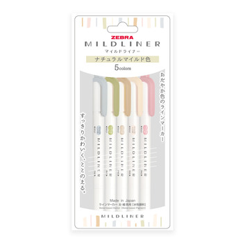 ゼブラ-ラインマーカー-マイルドライナー-太・細両用-水性顔料-ナチュラルマイルド色-5色セット-WKT7-5C-NTC | 1 | ブング・ステーション
