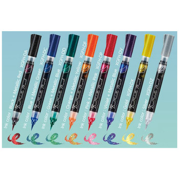 ぺんてる-カラー筆ペン-デュアルメタリックブラッシュ-8色セット-GFH-D8ST | 2 | ブング・ステーション