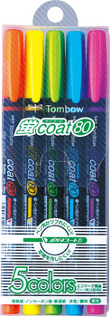 トンボ鉛筆-蛍光マーカー-蛍コート80-5色セット-WA-SC5C | 1 | ブング・ステーション