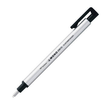 トンボ鉛筆-ノック式消しゴム-モノゼロ-丸型-EH-KUR04-シルバー | 1 | ブング・ステーション