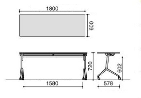 コクヨ-KT-1201PAWN-会議用フラップテーブル-リーフライン-パネルなし-棚なし-W1800×D600 | 3 | ブング・ステーション