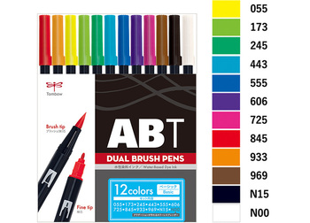 トンボ鉛筆-水性マーカー-AB-T-デュアルブラッシュペン-12色ベーシックセット-AB-T12CBA | 2 | ブング・ステーション