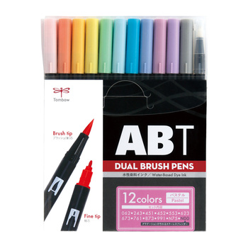 トンボ鉛筆-水性マーカー-AB-T-デュアルブラッシュペン-12色パステルカラーセット-AB-T12CPA | 1 | ブング・ステーション
