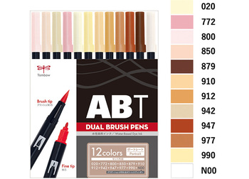 トンボ鉛筆-水性マーカー-AB-T-デュアルブラッシュペン-12色ポートレイトカラーセット-AB-T12CPO | 2 | ブング・ステーション
