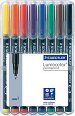 ステッドラー-ルモカラーペン＜油性＞-極細書きF（線幅0-55〜0-6mm）-8色セット-318-WP8 | ブング・ステーション