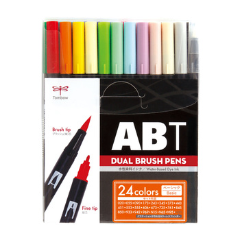トンボ鉛筆-水性マーカー-AB-T-デュアルブラッシュペン-24色ベーシックカラーセット-AB-T24CBA | 1 | ブング・ステーション