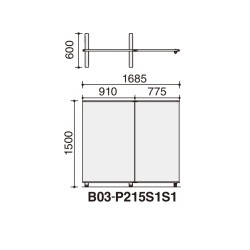 コクヨ-ホワイトボードスクリーン-2連-両面-H1500-B03-P215S1S1-1 | 2 | ブング・ステーション