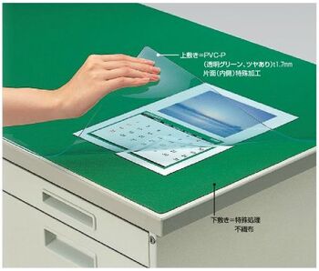 コクヨ-デスクマット軟質-非転写--透明グリーン-下敷き付き-600×450-マ-400NG | 1 | ブング・ステーション