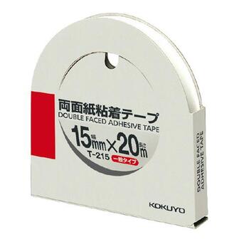 コクヨ-両面紙粘着テープ-15mm×20m-カッター付き-T-215 | ブング・ステーション